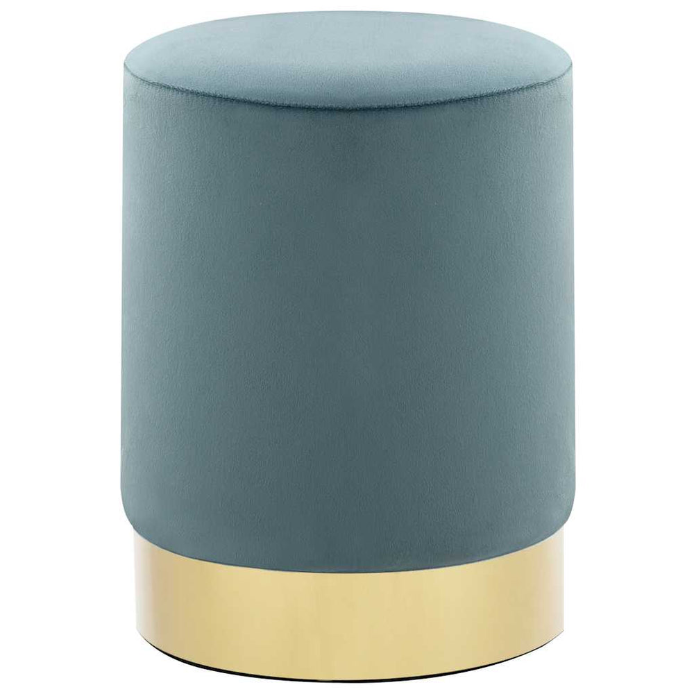 Hocker Hellblau und Golden Samt 28 x 36 cm