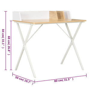 Schreibtisch Weiß und Natur 80x50x84 cm