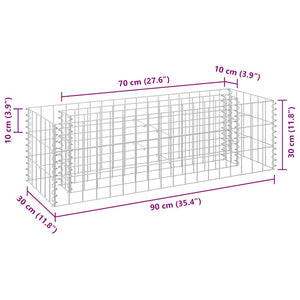 Gabionen-Hochbeet Verzinkter Stahl 90×30×30 cm