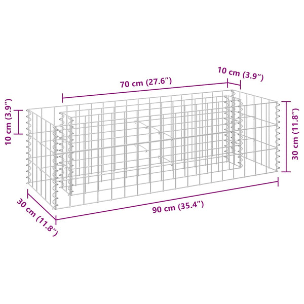 Gabionen-Hochbeet Verzinkter Stahl 90×30×30 cm