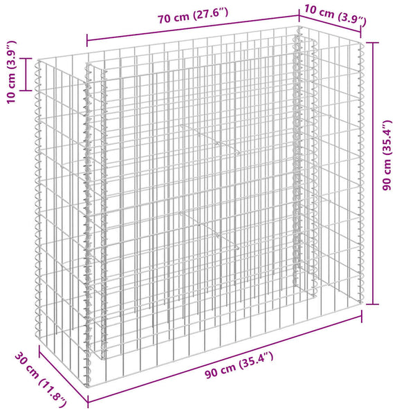 Gabionen-Hochbeet Verzinkter Stahl 90×30×90 cm