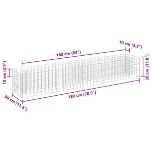 Gabionen-Hochbeet Verzinkter Stahl 180×30×30 cm