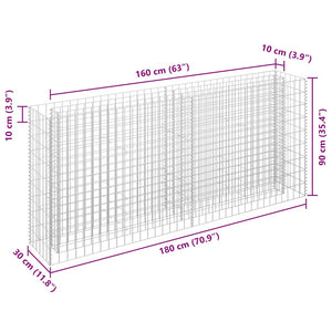 Gabionen-Hochbeet Verzinkter Stahl 180×30×90 cm