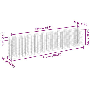 Gabionen-Hochbeet Verzinkter Stahl 270×30×60 cm