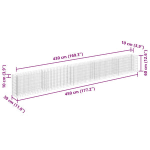 Gabionen-Hochbeet Verzinkter Stahl 450×30×60 cm