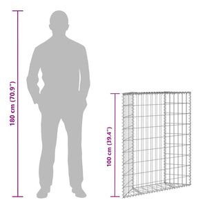 Gabionen-Hochbeet Trapezform Verzinkter Stahl 80x20x100 cm