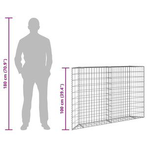 Gabionen-Hochbeet Trapezform Verzinkter Stahl 150x20x100 cm