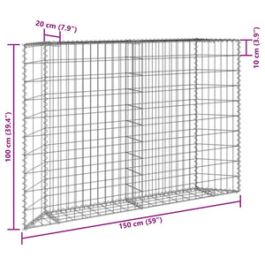 Gabionen-Hochbeet Trapezform Verzinkter Stahl 150x20x100 cm