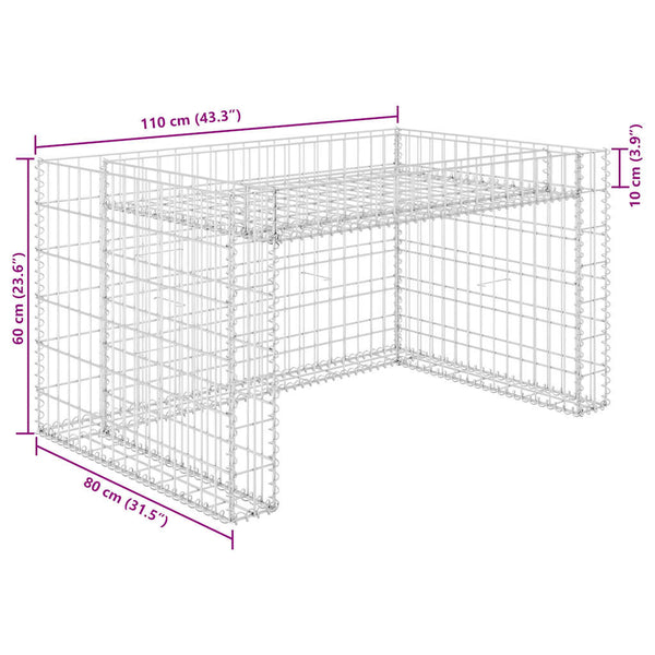 Rasenmäher-Garage mit Hochbeet 110x80x60 cm Stahldraht