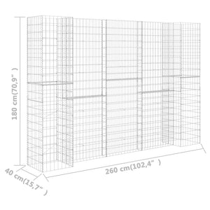 H-förmiger Gabionen-Pflanzkorb Stahldraht 260x40x180 cm