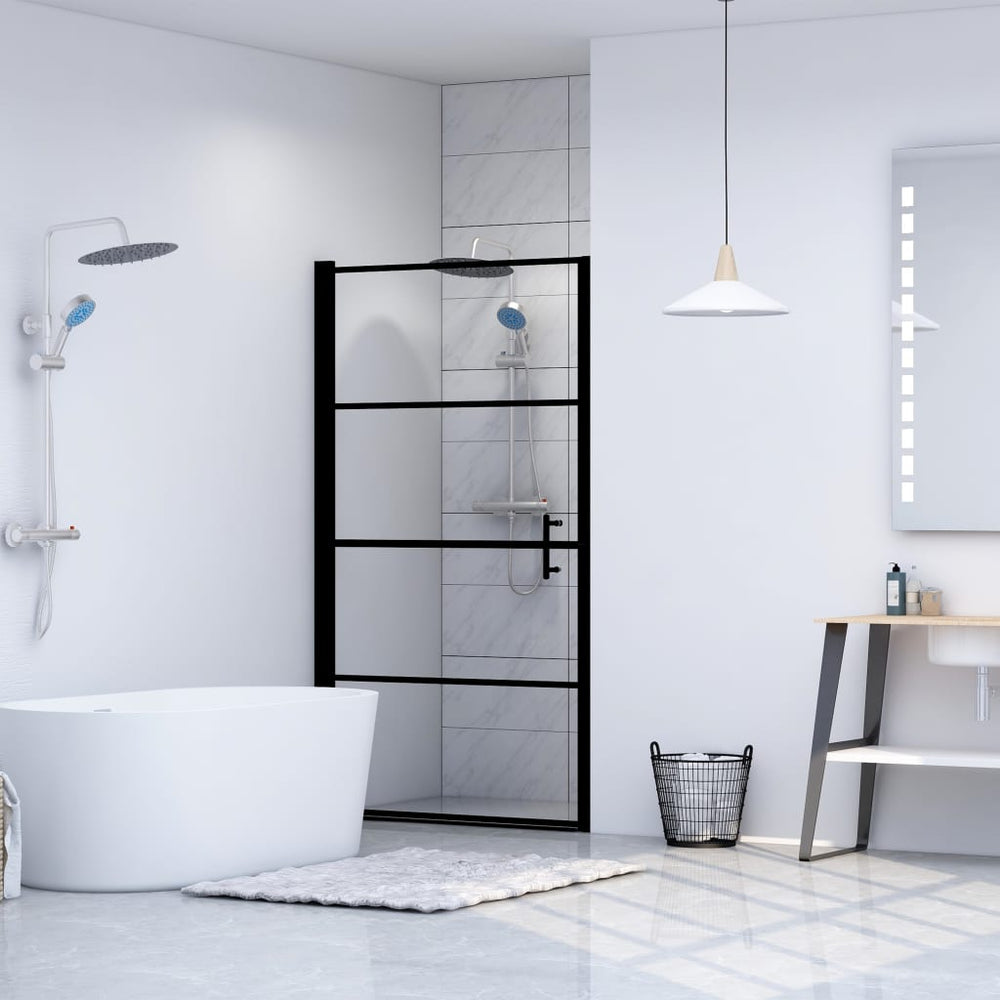 vidaXL Porte de douche verre trempé 81x195 cm noir