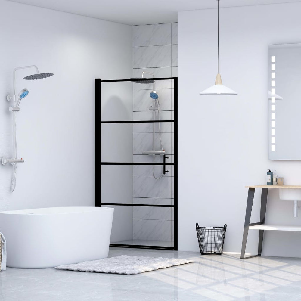 vidaXL Porte de douche en verre trempé 91x195 cm Noir