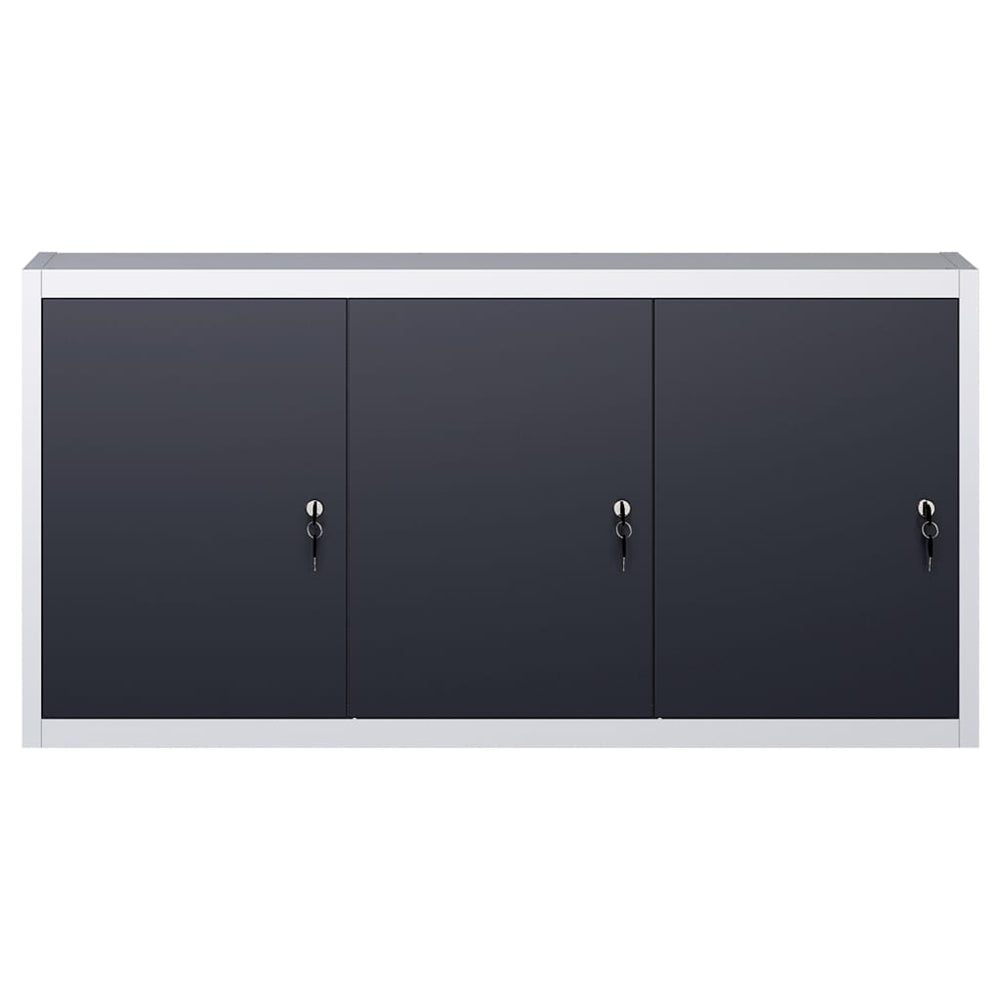 Wand-Werkzeugschrank Industriedesign Metall Grau und Schwarz