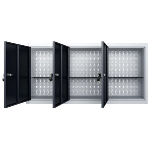 Wand-Werkzeugschrank Industriedesign Metall Grau und Schwarz