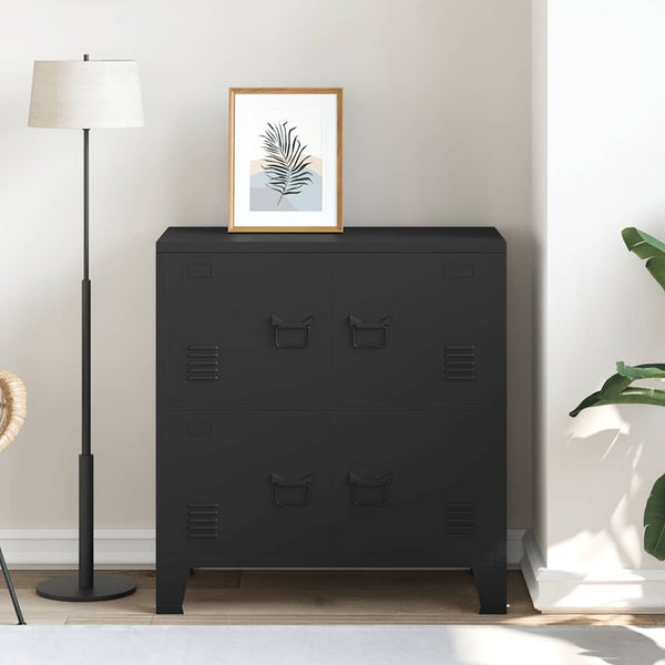 Lagerschrank Industrial Schwarz 75x40x80 cm Stahl