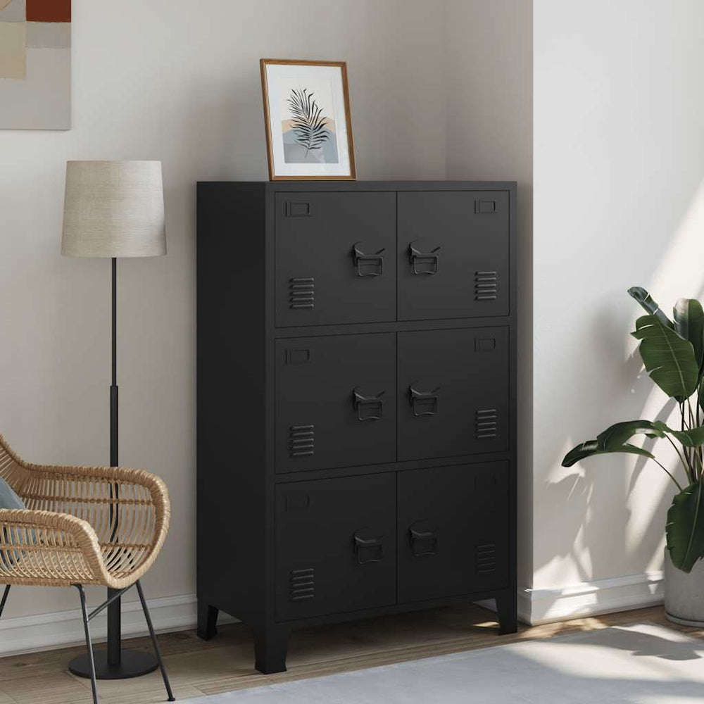 Lagerschrank Industrial Schwarz 75x40x120 cm Stahl
