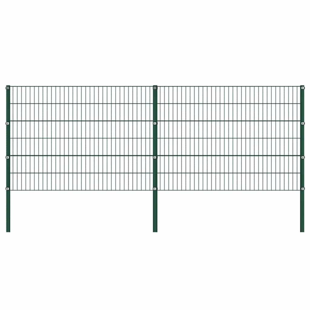 Zaunelement mit Pfosten Eisen 349 x 120 cm Grün