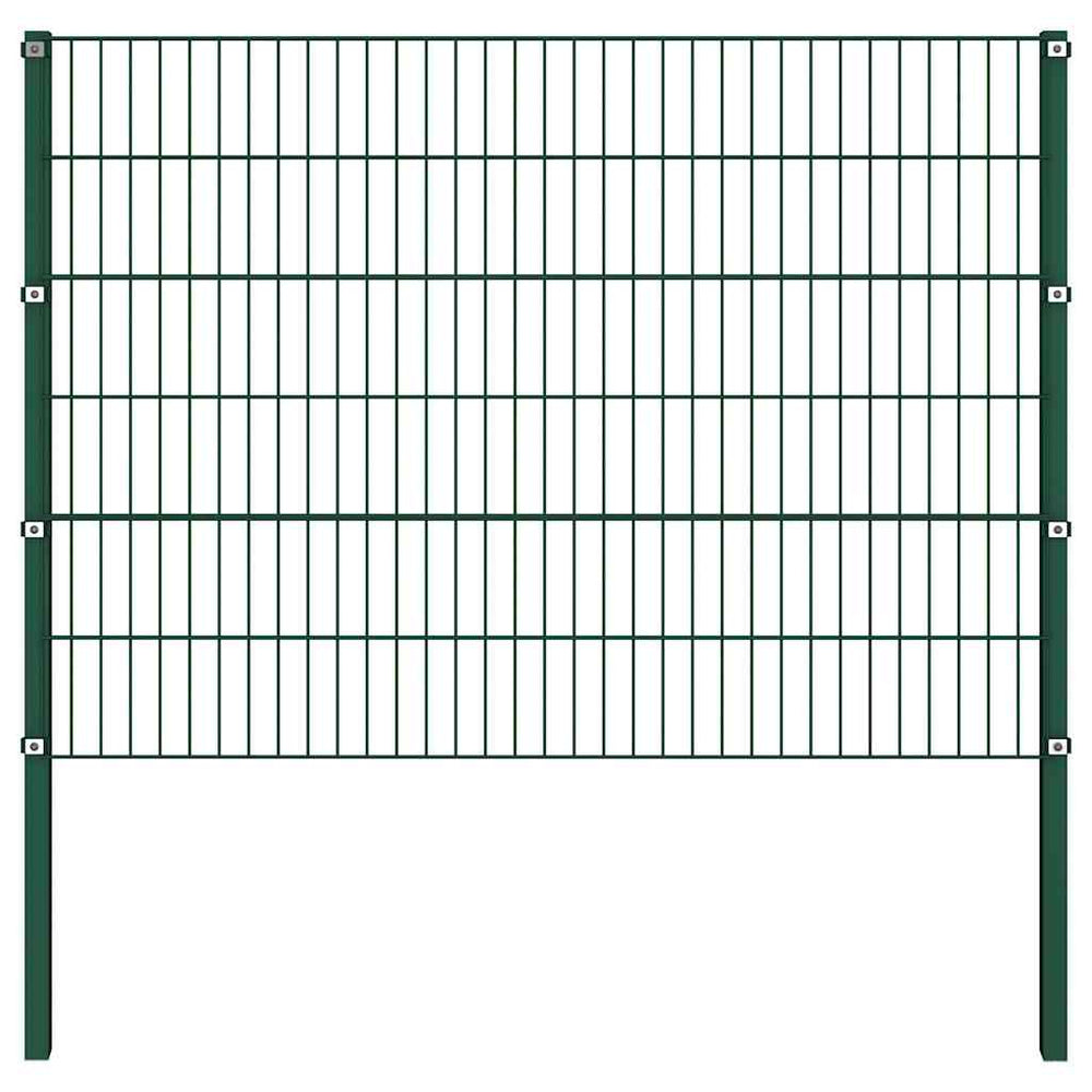 vidaXL Fence Panel with Posts Iron 1040 x 120 cm Green