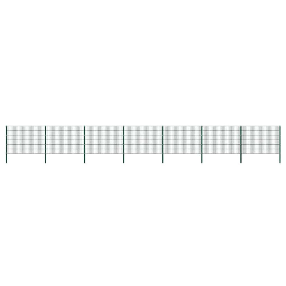 vidaXL Fence Panel with Posts Iron 1212 x 120 cm Green