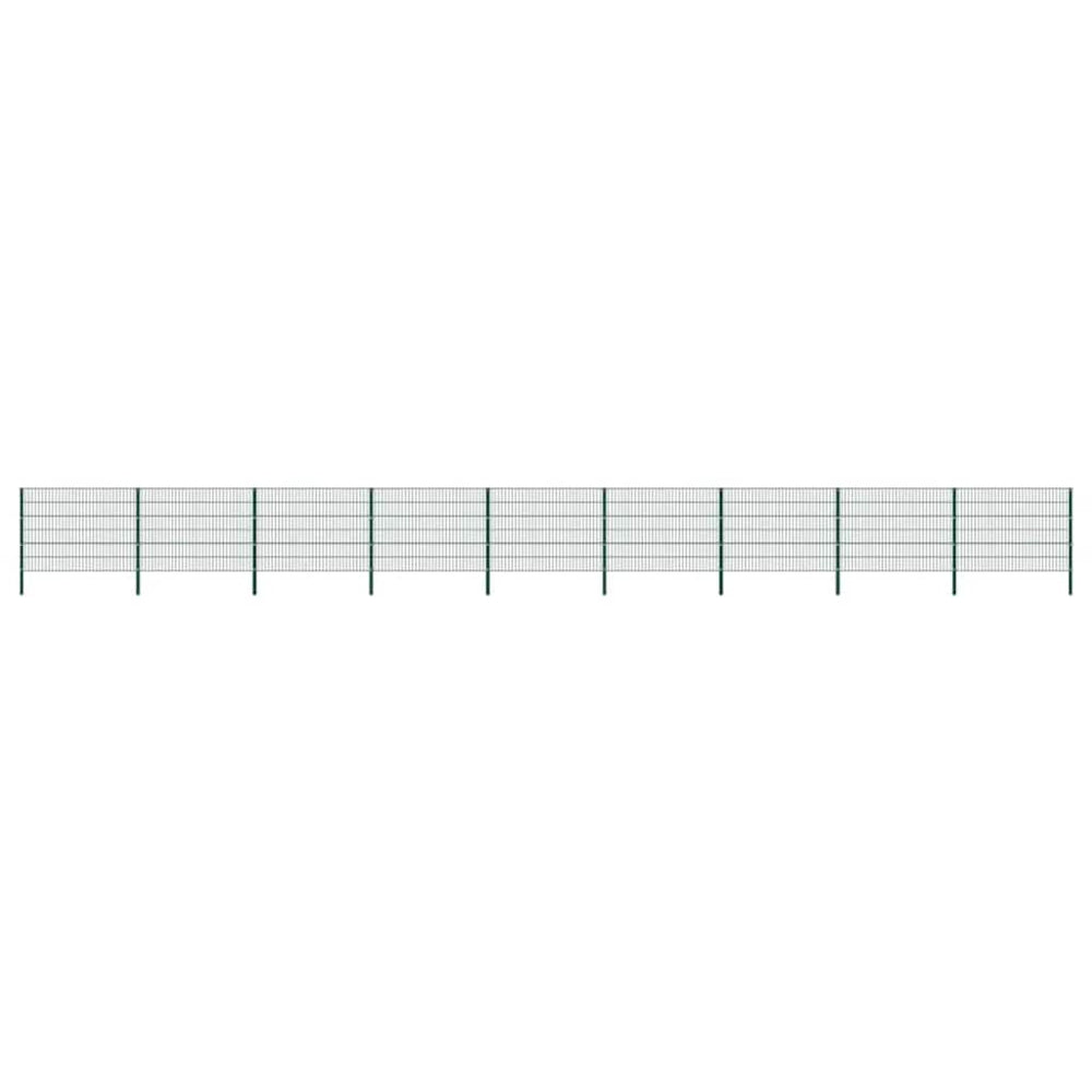 vidaXL Fence Panel with Posts Iron 1557.5 x 120 cm Green