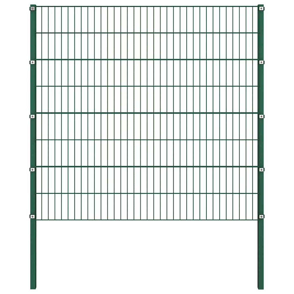 vidaXL Fence Panel with Posts Iron 1385 x 160 cm Green