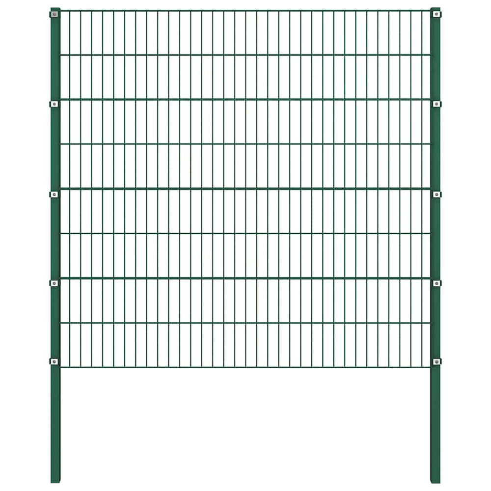 vidaXL Fence Panel with Posts Iron 1557.5 x 160 cm Green
