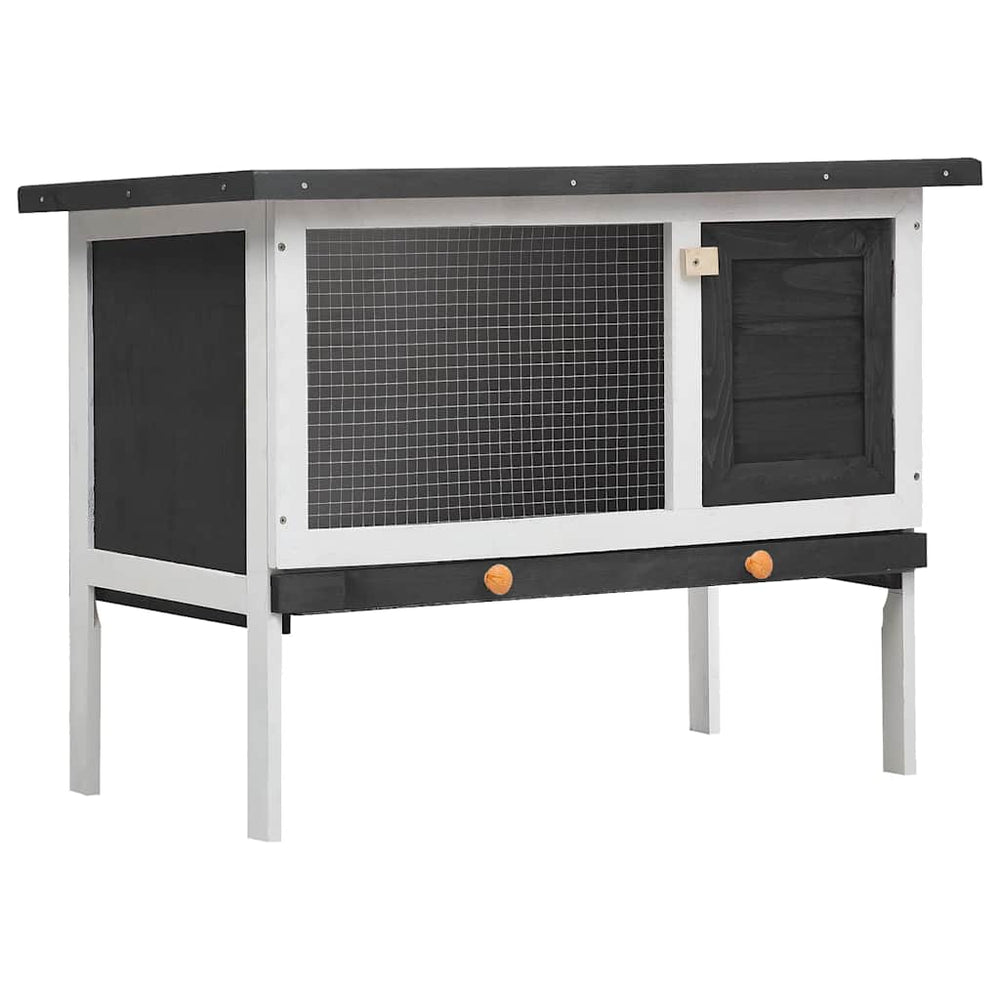 Kaninchenstall 1 Ebene Grau Holz