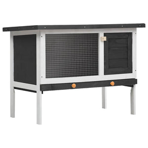 Kaninchenstall 1 Ebene Grau Holz