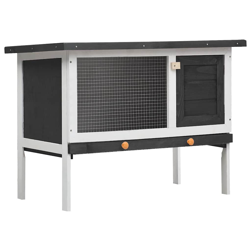 Kaninchenstall 1 Ebene Grau Holz