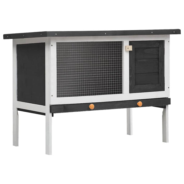 Kaninchenstall 1 Ebene Grau Holz