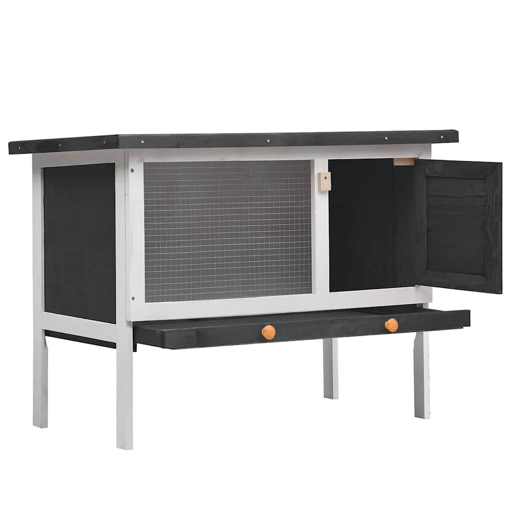 Kaninchenstall 1 Ebene Grau Holz