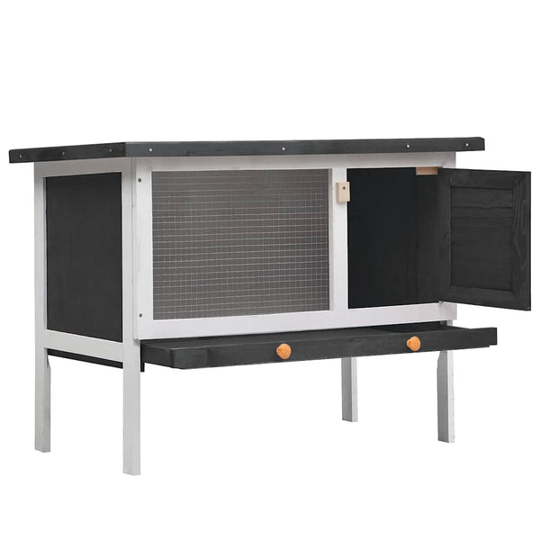 Kaninchenstall 1 Ebene Grau Holz