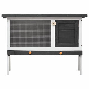 Kaninchenstall 1 Ebene Grau Holz