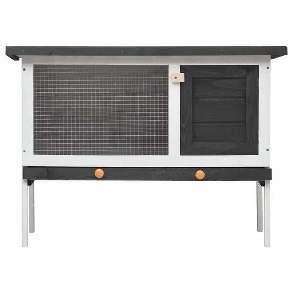 Kaninchenstall 1 Ebene Grau Holz