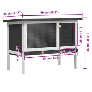 Kaninchenstall 1 Ebene Grau Holz