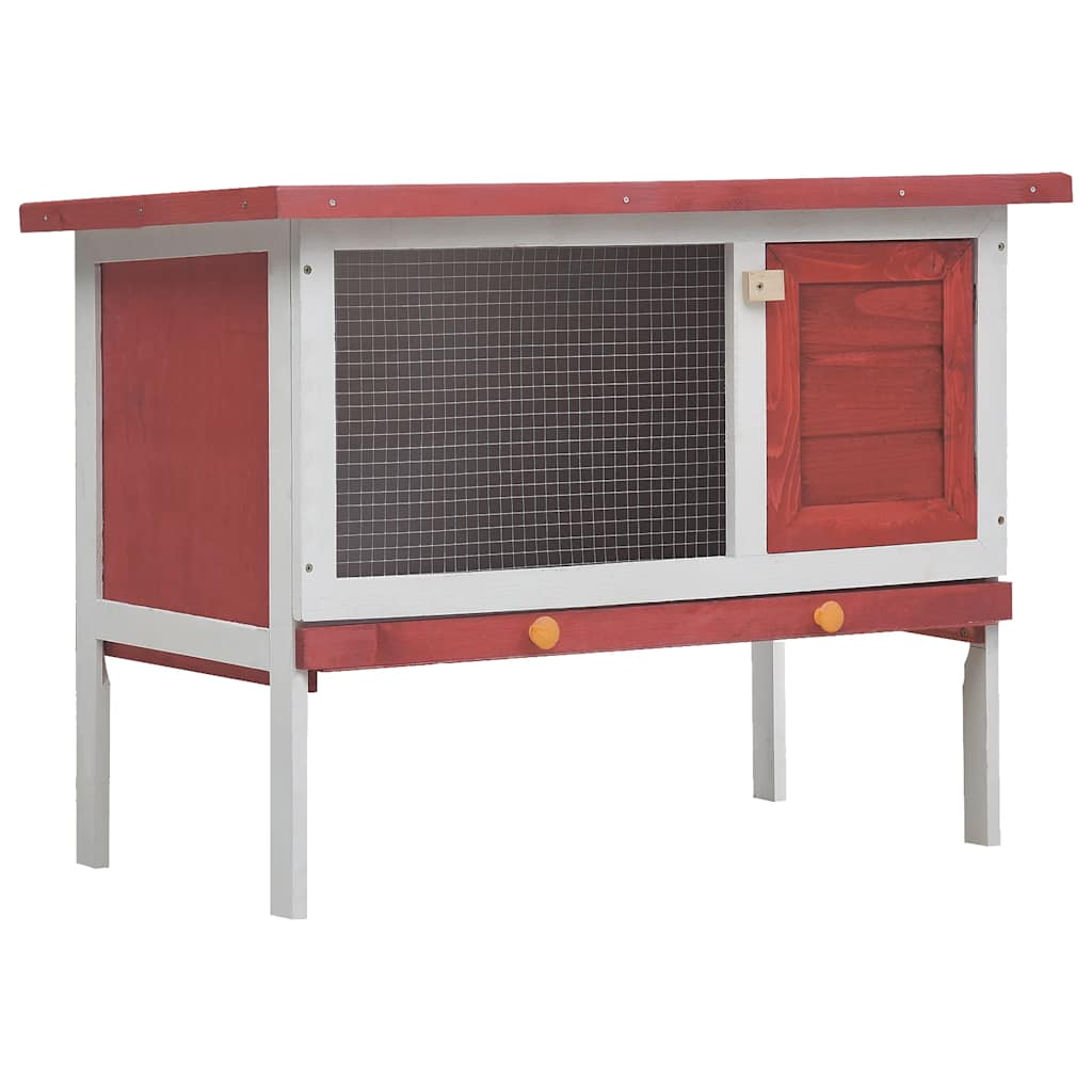 Kaninchenstall 1 Ebene Rot Holz