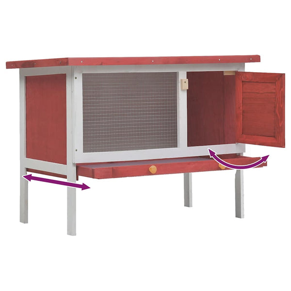 Kaninchenstall 1 Ebene Rot Holz