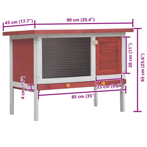 Kaninchenstall 1 Ebene Rot Holz