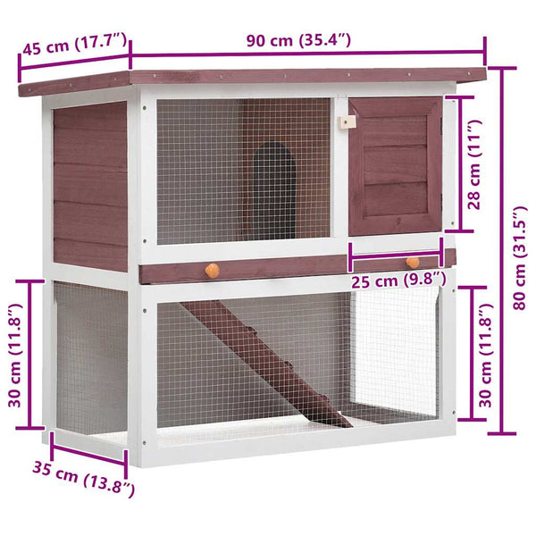 Kaninchenstall 1 Tür Braun Holz