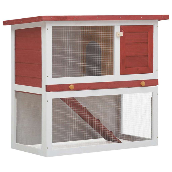 Kaninchenstall 1 Tür Rot Holz