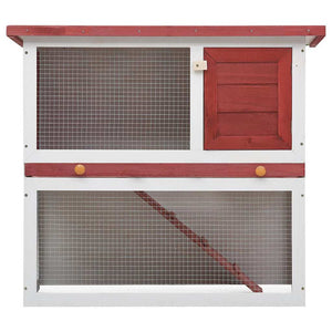 Kaninchenstall 1 Tür Rot Holz