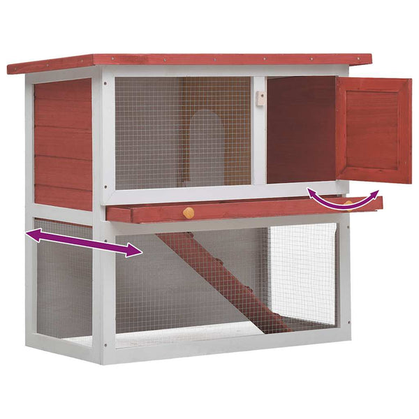 Kaninchenstall 1 Tür Rot Holz