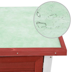 Kaninchenstall 1 Tür Rot Holz