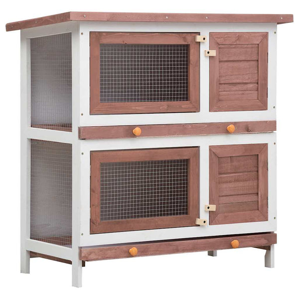 Kaninchenstall 4 Türen Braun Holz