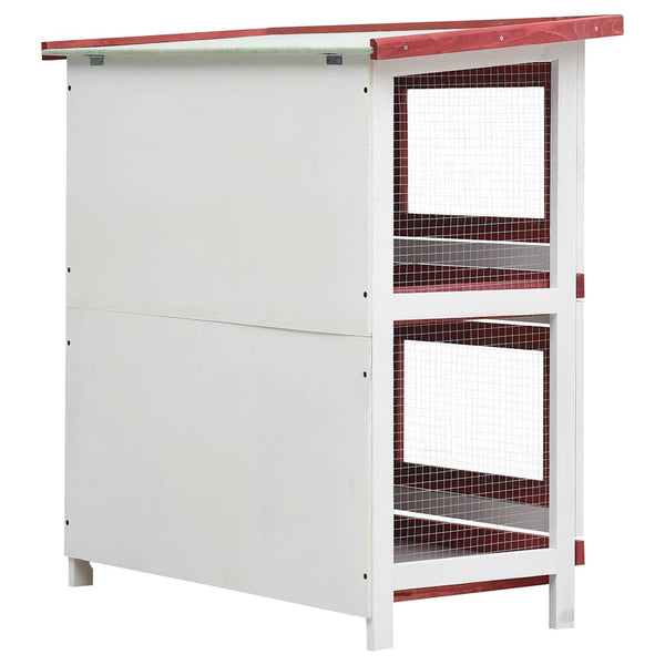 Kaninchenstall 4 Türen Rot Holz