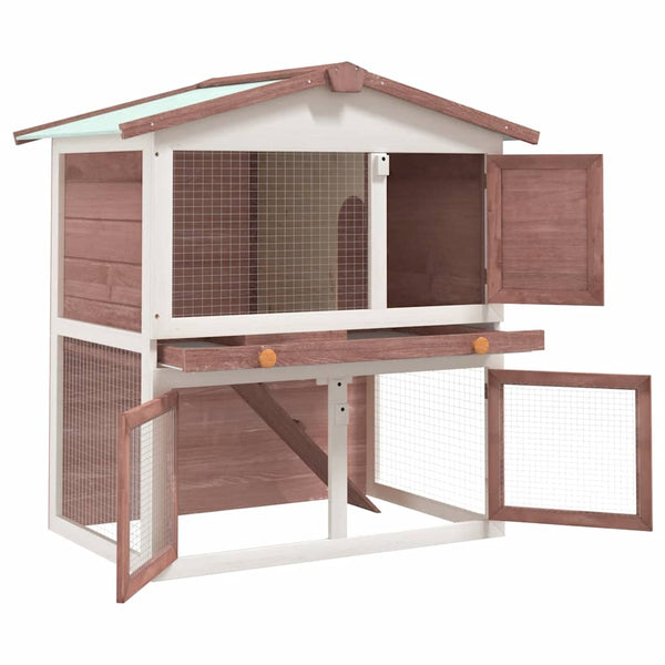 Kaninchenstall 3 Türen Braun Holz