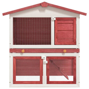 Kaninchenstall 3 Türen Rot Holz
