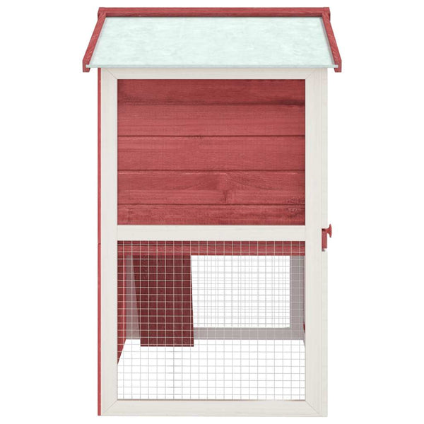 Kaninchenstall 3 Türen Rot Holz