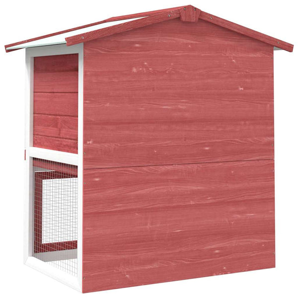 Kaninchenstall 3 Türen Rot Holz