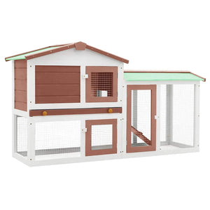 Großer Kaninchenstall Braun und Weiß 145x45x84 cm Holz